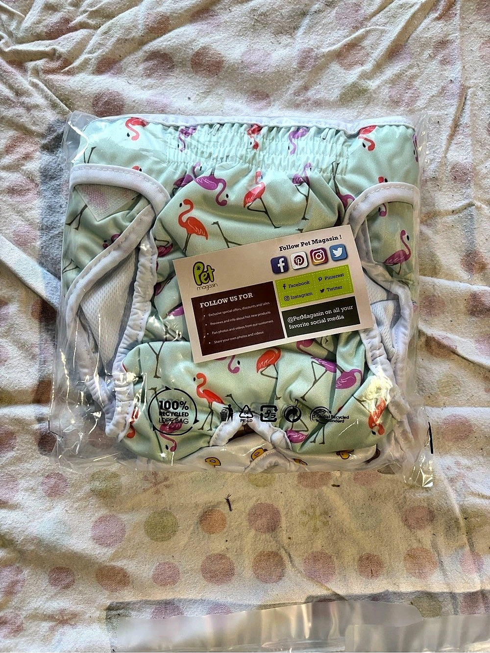 Lot of 3- Pet Reusable Cloth Diaper Cover Green Pink NWT